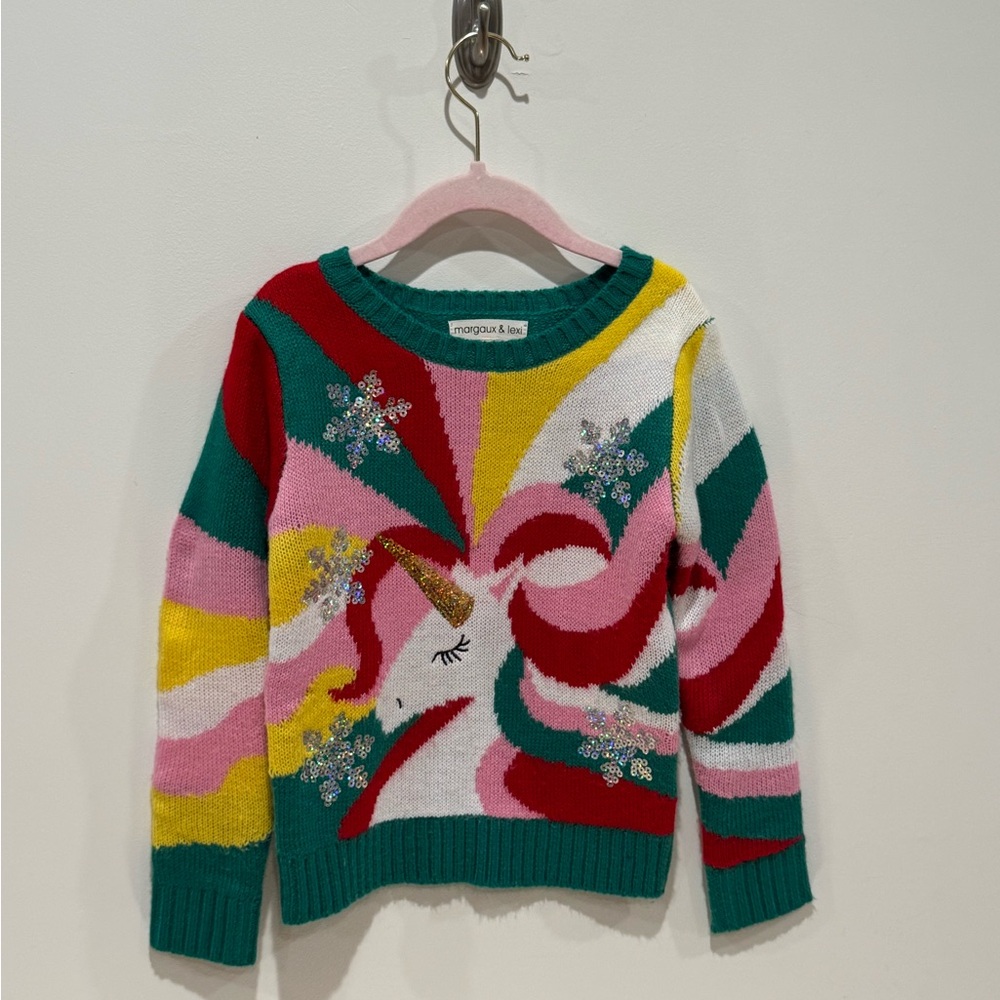 Girls Sz 5 Holiday Unicorn Sweater